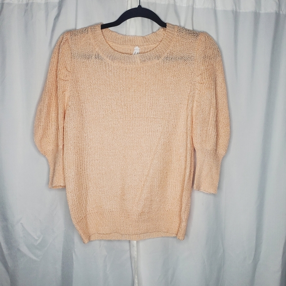 ♡♡ Dreamers Soft Pink Loose Knit Puff Sleeve Sweater Size S/M - Picture 1 of 6